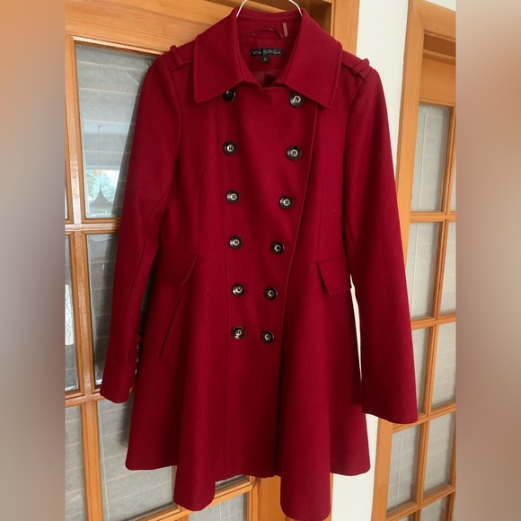 Via Spiga red wool new flare coat - Picture 1 of 6